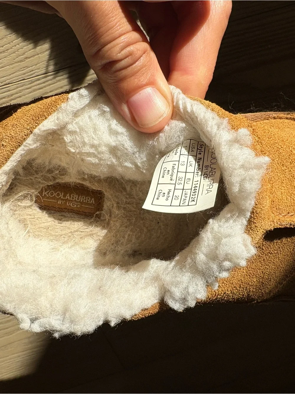 Koolaburra Comfy Kids Chestnut Brown Suede Faux-Shearling Slip-On Slipper